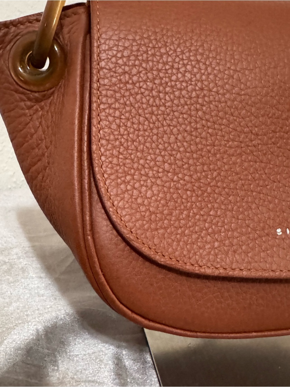 Simon Miller Chestnut Pebbled Leather Shoulder Bag with Tortoiseshell Chain - Picture 14 of 16